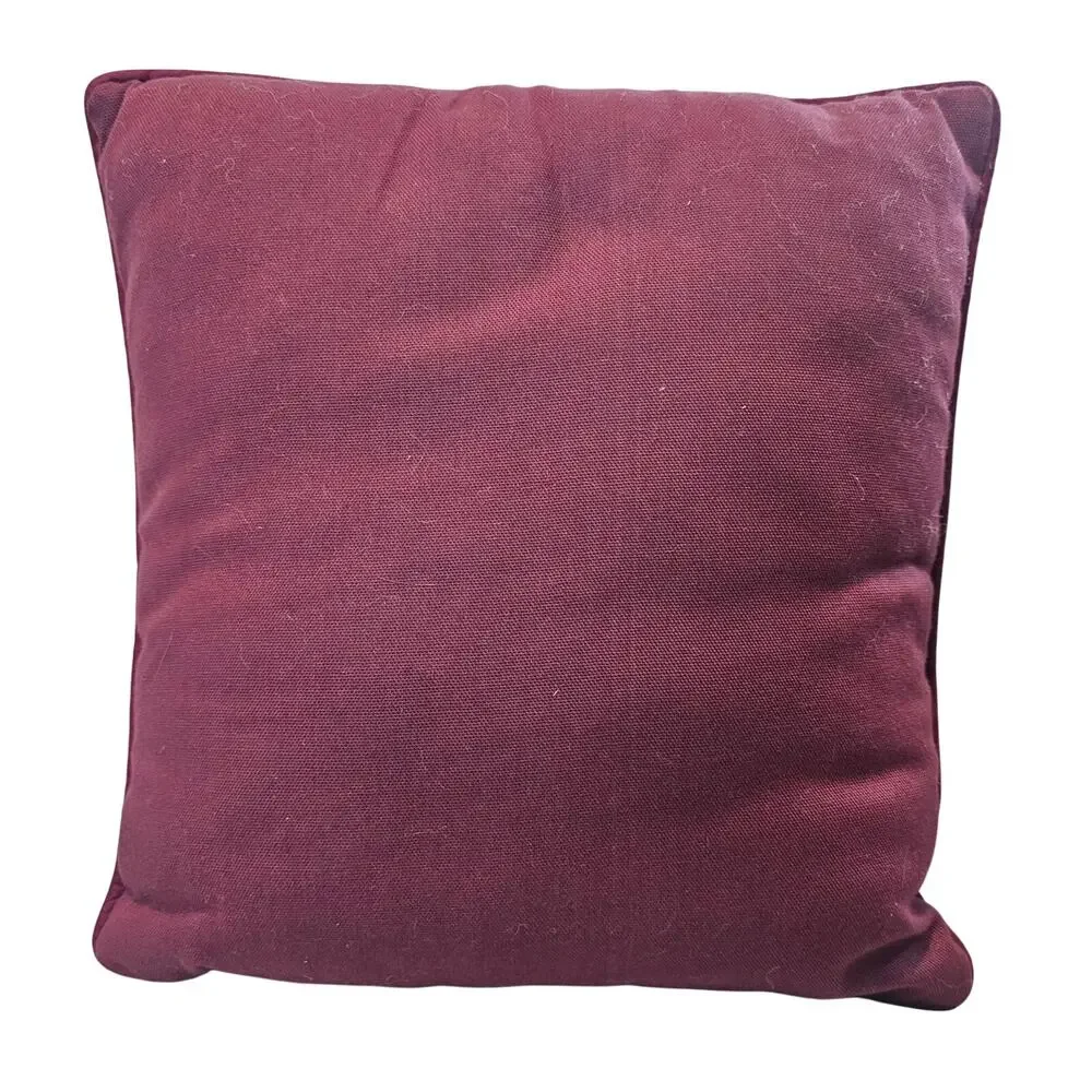 Vintage Alphabet Needlepoint Decorative Pillow Purple Home Cottage Country Decor